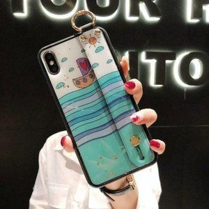 Boat Gold Foil Wristband Stand Phone Case